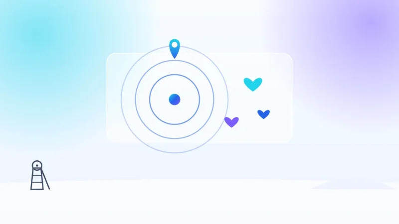 Publicité sociale géolocalisée à Lens : cible concentrique sur une carte et icônes sociales
